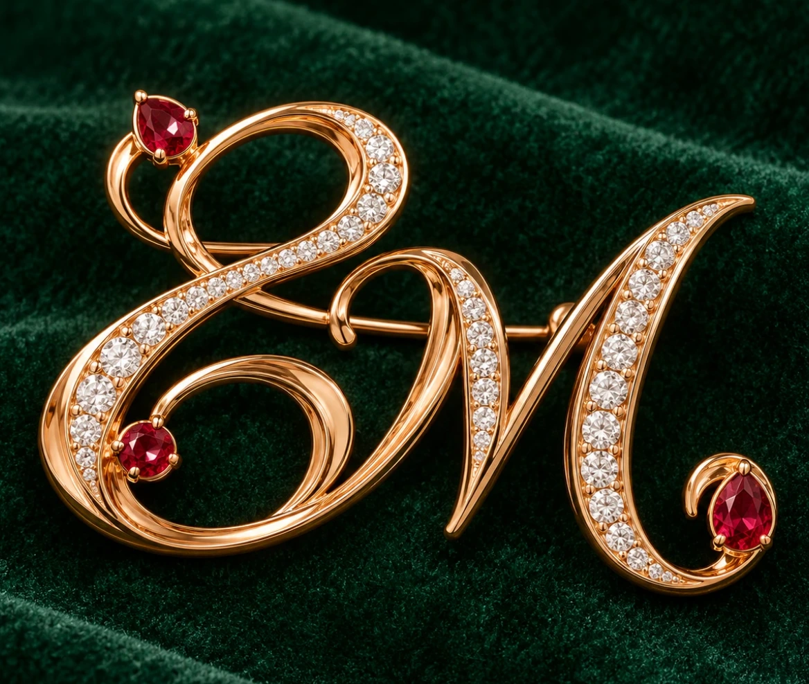 EY-BR-EM-06 bespoke monogram brooch