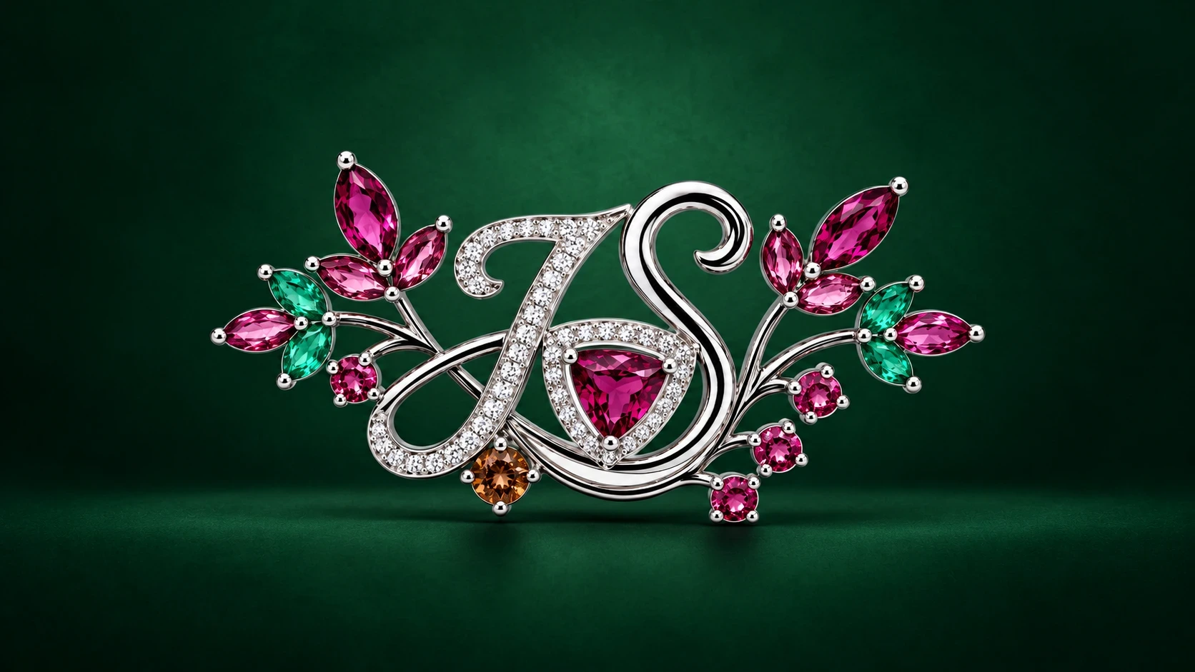 EY-BR-JS-03 bespoke monogram brooch