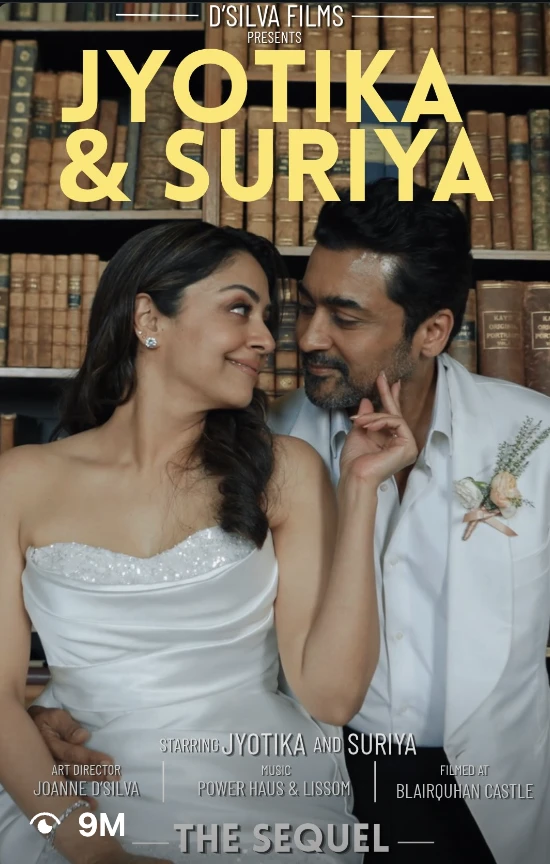 Supplied Instagram screenshot of the Jyotika and Suriya anniversary film showing 9 million views